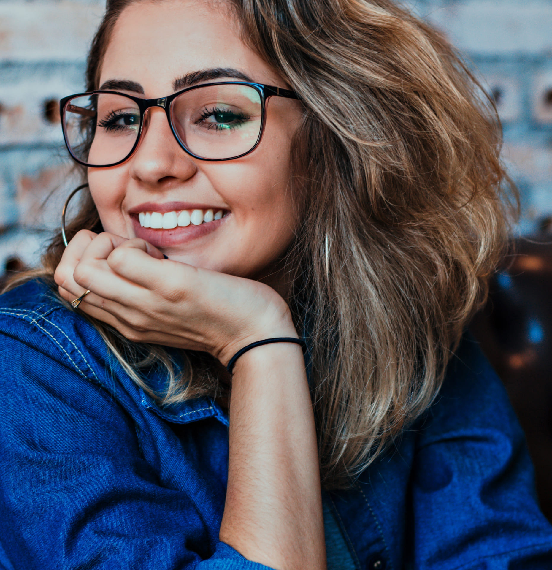 Girl with Glasses Smiling